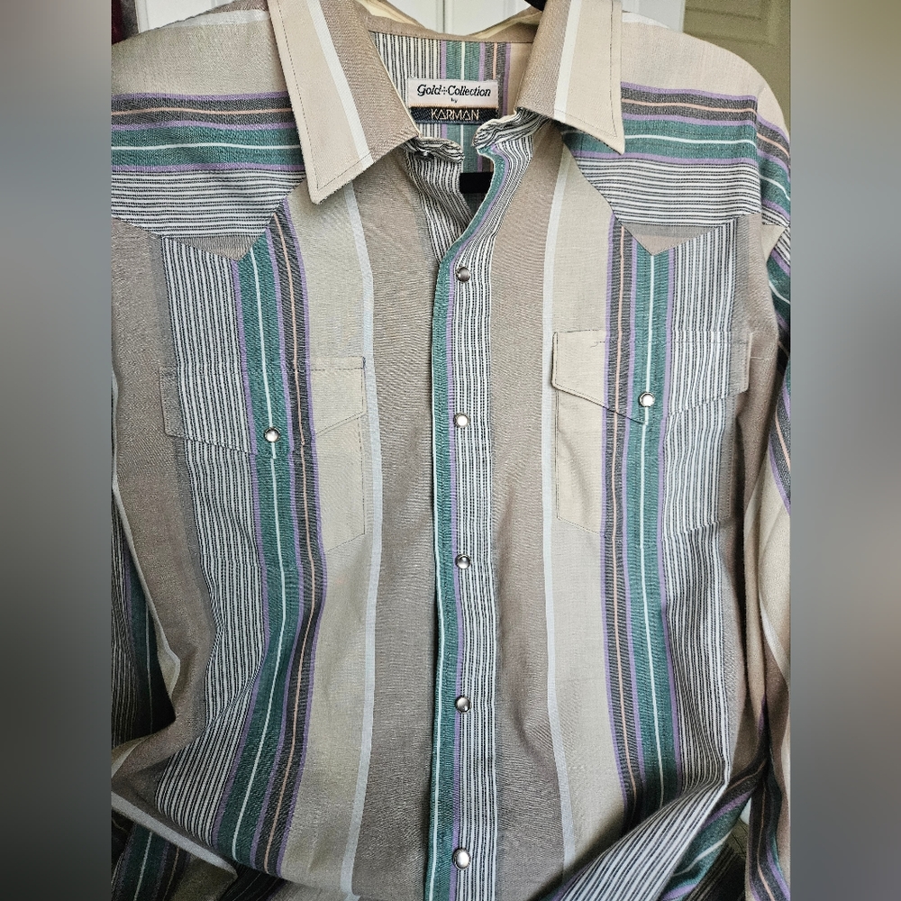 Karman Gold Collection Pearl Snap Long Sleeve Shirt Men's XL